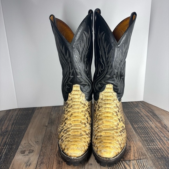 Ben Miller Boots Mens 10 Python Snakeskin Leather Western Round Toe Cowboy Rodeo - Picture 6 of 11